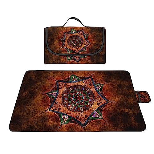 Yoonqun Picknickdecke 200x150cm,Wasserdicht Strandunterlage,Braunes Mandala im Vintage-Stil Stranddecke XXL Weiche Campingdecke mit Tragegriff Strandmatte für Park,Garten,Strand,Waschbar Yoonqun Picknickdecke 200x150cm,Wasserdicht Strandunterlage,Braunes Mandala im Vintage-Stil Stranddecke XXL Weiche Campingdecke mit Tragegriff Strandmatte für Park,Garten,Strand,Waschbar von Yoonqun