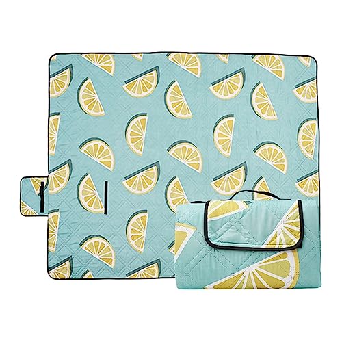 Yoonqun Picknickdecke 200x200cm,Wasserdicht Strandunterlage,Blaue Zitrone Stranddecke XXL Weiche Campingdecke mit Tragegriff Strandmatte für Park,Garten,Strand,Waschbar Yoonqun Picknickdecke 200x200cm,Wasserdicht Strandunterlage,Blaue Zitrone Stranddecke XXL Weiche Campingdecke mit Tragegriff Strandmatte für Park,Garten,Strand,Waschbar von Yoonqun
