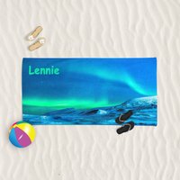 Aurora Borealis Nordlichter - Personalisiertes Strandtuch Super Weich Strand, Pool, Sport, Accessoire, Geschenk von YooshUK