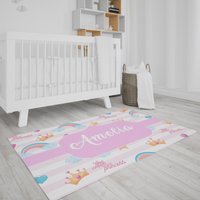 Schlafzimmer Bodenmatte - Kleine Prinzessin Rosa Personalisierter Name Kinder, Babys, Neugeborene, Kinderzimmer, Nachttisch, Teppich von YooshUK