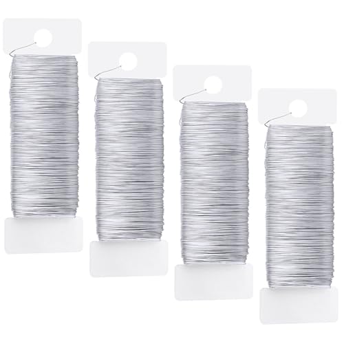 0,35mm x 200m Basteldraht Dünn, 4 Rollen Draht zum Basteln Schmuckdraht Blumendraht Silber Floristendraht Wickeldraht Basteldrähte für Handwerk Schmuckherstellung Bastelarbeiten (50 m/Rolle) von Yoosso