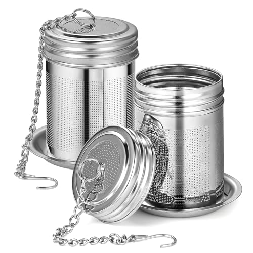 2 Stück Teesieb für Losen Tee, Teefilter Edelstahl Tea Infuser Teeei Tee Sieb mit Deckel&Auffangschale Gewürzsieb Teesieb für Tassen Teekannen Gläser (2 Stile) von Yoosso