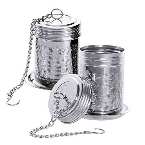 2 Teesieb für Losen Tee, Teefilter Edelstahl Tee Sieb Tee Infuser Teeei mit Abtropfschale Gewürzsieb Teesieb für Teekannen Tassen Küchen… von Yoosso