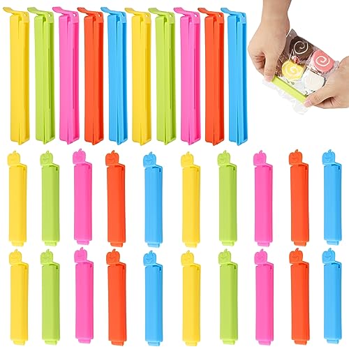 30 Stück Verschlussclips, 7cm/11cm Lang Tütenclips Lebensmittel Clips Kunststoff Verschlussklammern für Süßigkeit Kekse Kaffee (Bunt) von Yoosso