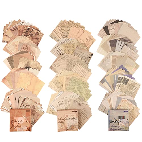 300 Blätter Vintage Scrapbooking Papier, 7.8 x 7.8cm Retro Tagebuch Papier 3 Stile Scrapbook Papier DIY Schreibpapier Dekorative für Weihnachtsdeko Tagebuch Planer Notebook von Yoosso