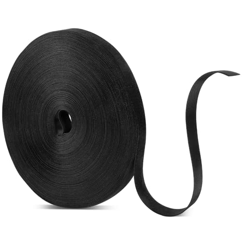 30m Klett Kabelbinder, 20mm Klettband Beidseitig Klettverschluss Selbstklebend Klettbandrolle Wiederverschließbar für Innenbereich und Außenbereich (Schwarz) von Yoosso