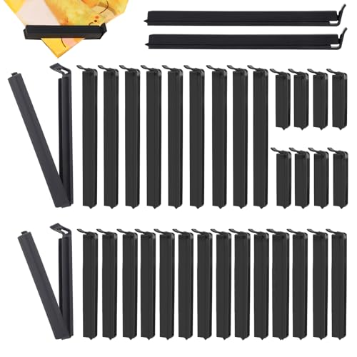 33 Stück Verschlussclips, 18/14.5/11/8cm Lebensmittel Clips Kunststoff Verschlussclips Tütenclips Verschlussklammern Schwarz für Süßigkeit Snacks Lebensmitteln von Yoosso