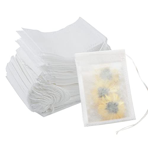 200 Stück Tee Filterbeutel, 9 x 7cm Teebeutel zum Selbstbefüllen Feine Teefilter mit Kordelzug Teefilterbeutel für Losen Tee Gewürze Kräuterpulver von Yoosso