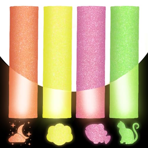 Plotterfolie Textil UV-Farbwechsel, Transferfolie Plotter Flexfolie Heat Transfer, Color Change Glitter Vinyl im Sonnenlicht Aufbügeln HTV für T-Shirts,Kleidung,Bastelbedarf 25x30cm – 4 Farben von Yootiko