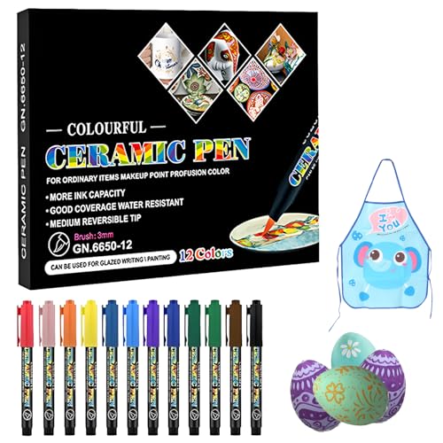 Yootiko 12 Farben Keramik Bemalen Set, Wasserfester Porzellanstifte Spülmaschinenfest Schnell Trocknend Wasserfester Acrylmarker mit Schürzen für Rock Painting Glas Papier Holz Leinwand Keramik Stoff Yootiko 12 Farben Keramik Bemalen Set, Wasserfester Porzellanstifte Spülmaschinenfest Schnell Trocknend Wasserfester Acrylmarker mit Schürzen für Rock Painting Glas Papier Holz Leinwand Keramik Stoff von Yootiko