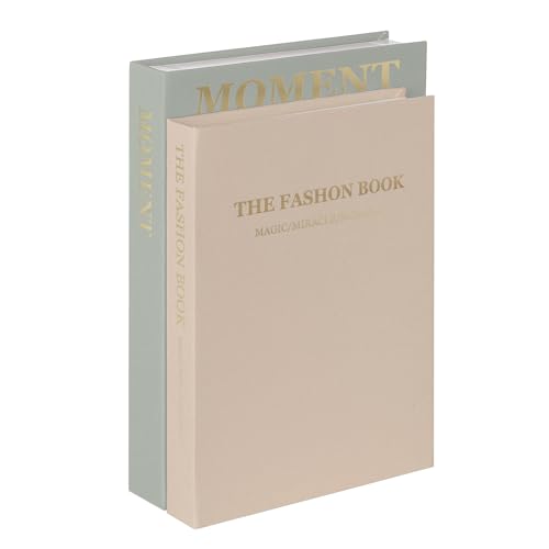 Dekorative Buch-Aufbewahrungsboxen, 2er-Set, Premium-Leinen-Bücher mit Magnetverschluss, Mehrzweck-Couchtisch und Regal-Dekoration für Zuhause, Büro, ästhetischer Andenken-Organizer (mintgrün + beige) von YoouDamy