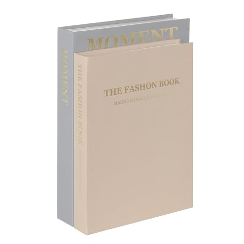 YoouDamy Dekorative Buch-Aufbewahrungsboxen, 2er-Set, Premium-Leinen-Bücher mit Magnetverschluss, Mehrzweck-Couchtisch und Regal-Dekoration für Zuhause, Büro, ästhetischer Andenken-Organizer (grau + von YoouDamy