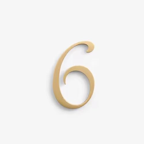 2-Zoll Hausnummern aus goldenem Messing, 3D moderne Türnummer, Briefkastenschild für draußen, Adressschild für Haus, Wohnung, Wanddekoration, Garten, Straßenpfosten, Hotel, Wohnbereich(6) von Yooumilife