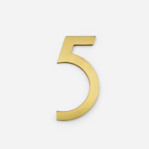 3 Zoll Hausnummern Modernes Metall Messing Türnummer 8cm Goldene Briefkasten Adresse Schild Außen Dekorativ, Für Wanddekoration Hotel Garten Zimmer Apartment Café Büro Schild Hof Straße(5) von Yooumilife