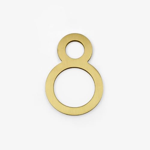 3 Zoll Hausnummern Modernes Metall Messing Türnummer 8cm Goldene Briefkasten Adresse Schild Außen Dekorativ, Für Wanddekoration Hotel Garten Zimmer Apartment Café Büro Schild Hof Straße(8) von Yooumilife