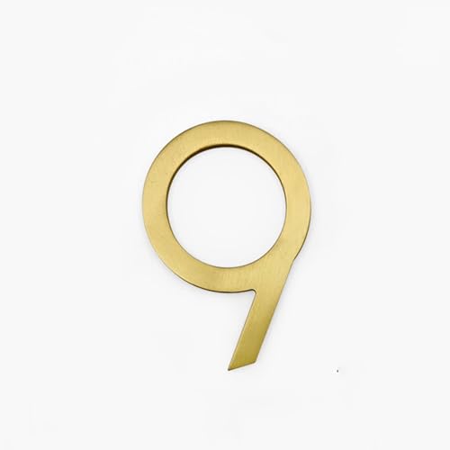 3 Zoll Hausnummern Modernes Metall Messing Türnummer 8cm Goldene Briefkasten Adresse Schild Außen Dekorativ, Für Wanddekoration Hotel Garten Zimmer Apartment Café Büro Schild Hof Straße(9) von Yooumilife