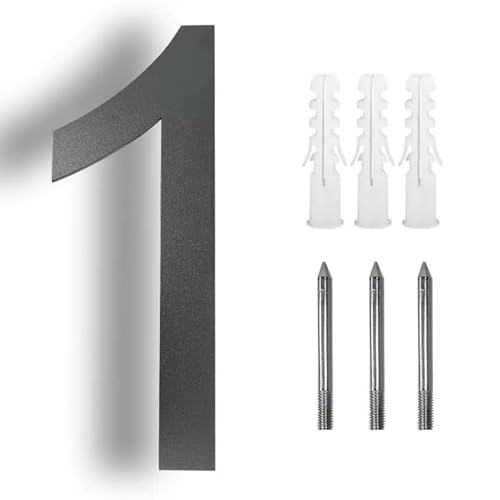 5/6/8/10 Zoll Schwebende Hausnummern Mit Schrauben Modernes Metall-Türnummern-Schild Aus Edelstahl, Schwarzes Adressschild Für Briefkästen, Für Apartment, Garten, Wanddekoration, Hof(1,10In) von Yooumilife