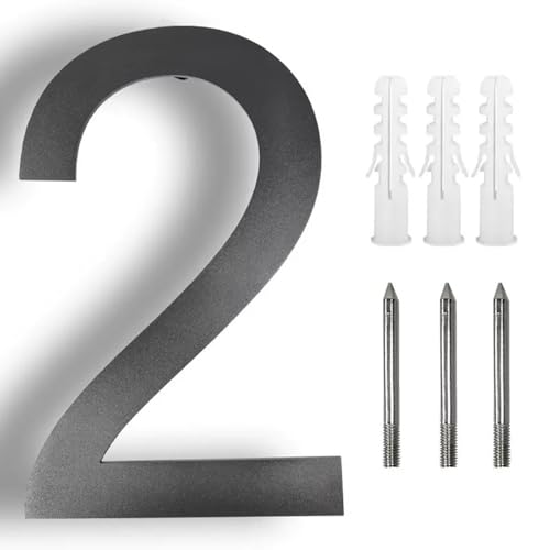 5/6/8/10 Zoll Schwebende Hausnummern Mit Schrauben Modernes Metall-Türnummern-Schild Aus Edelstahl, Schwarzes Adressschild Für Briefkästen, Für Apartment, Garten, Wanddekoration, Hof(2,10In) von Yooumilife
