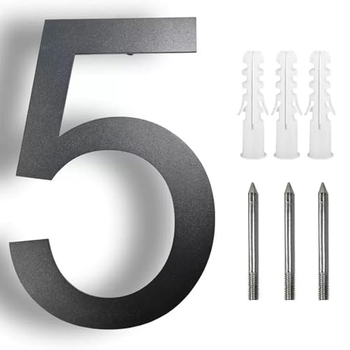 5/6/8/10 Zoll Schwebende Hausnummern Mit Schrauben Modernes Metall-Türnummern-Schild Aus Edelstahl, Schwarzes Adressschild Für Briefkästen, Für Apartment, Garten, Wanddekoration, Hof(5,8In) von Yooumilife