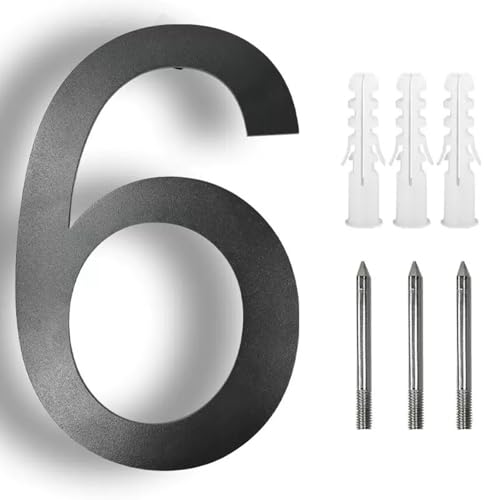 5/6/8/10 Zoll Schwebende Hausnummern Mit Schrauben Modernes Metall-Türnummern-Schild Aus Edelstahl, Schwarzes Adressschild Für Briefkästen, Für Apartment, Garten, Wanddekoration, Hof(6,6In) von Yooumilife