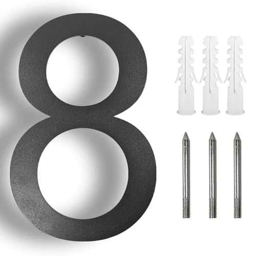 5/6/8/10 Zoll Schwebende Hausnummern Mit Schrauben Modernes Metall-Türnummern-Schild Aus Edelstahl, Schwarzes Adressschild Für Briefkästen, Für Apartment, Garten, Wanddekoration, Hof(8,10In) von Yooumilife