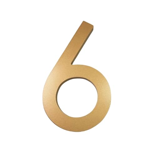 6 Zoll Schwebende Hausnummern Mit Schrauben Moderne Acryl-Türnummer 152 Mm Postkasten-Adressen-Schild In Gold/Silber/Schwarz, Für Wohnung, Wanddekoration, Büro, Garten, Hotel, Hof(Gold 6) von Yooumilife