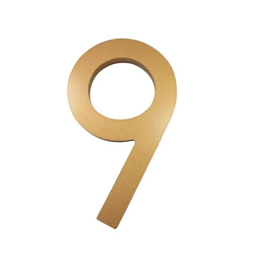 6 Zoll Schwebende Hausnummern Mit Schrauben Moderne Acryl-Türnummer 152 Mm Postkasten-Adressen-Schild In Gold/Silber/Schwarz, Für Wohnung, Wanddekoration, Büro, Garten, Hotel, Hof(Gold 9) von Yooumilife