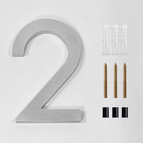 6 Zoll Schwebende Hausnummern Mit Schrauben Moderne Acryl-Türnummer 152 Mm Postkasten-Adressen-Schild In Gold/Silber/Schwarz, Für Wohnung, Wanddekoration, Büro, Garten, Hotel, Hof(Silver 2) von Yooumilife