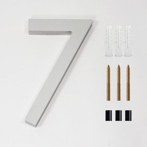 6 Zoll Schwebende Hausnummern Mit Schrauben Moderne Acryl-Türnummer 152 Mm Postkasten-Adressen-Schild In Gold/Silber/Schwarz, Für Wohnung, Wanddekoration, Büro, Garten, Hotel, Hof(Silver 7) von Yooumilife