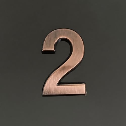 Selbstklebende Hausnummer Aufkleber 1,4/2/3/4 Zoll, Moderne ABS-Türnummer, Bronzefarbens Postfach-Adresse, Für Zimmer-Wanddekoration, Hotel, Apartment, Büro, Dekorativer Garten, Café(2,2In) von Yooumilife
