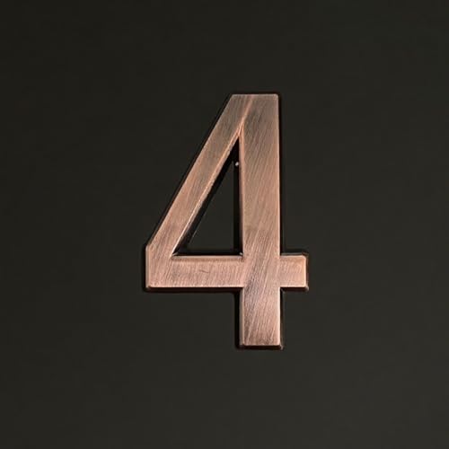 Selbstklebende Hausnummer Aufkleber 1,4/2/3/4 Zoll, Moderne ABS-Türnummer, Bronzefarbens Postfach-Adresse, Für Zimmer-Wanddekoration, Hotel, Apartment, Büro, Dekorativer Garten, Café(4,4In) von Yooumilife