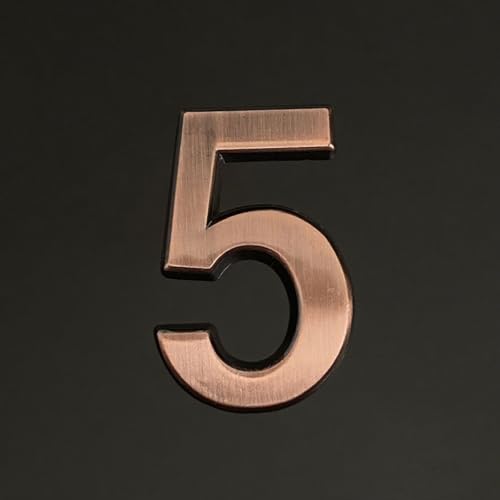 Selbstklebende Hausnummer Aufkleber 1,4/2/3/4 Zoll, Moderne ABS-Türnummer, Bronzefarbens Postfach-Adresse, Für Zimmer-Wanddekoration, Hotel, Apartment, Büro, Dekorativer Garten, Café(5,4In) von Yooumilife