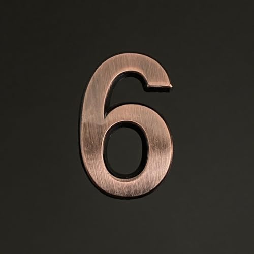 Selbstklebende Hausnummer Aufkleber 1,4/2/3/4 Zoll, Moderne ABS-Türnummer, Bronzefarbens Postfach-Adresse, Für Zimmer-Wanddekoration, Hotel, Apartment, Büro, Dekorativer Garten, Café(6,2In) von Yooumilife