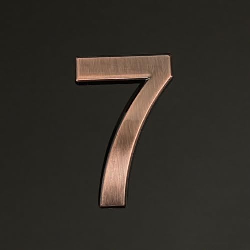 Selbstklebende Hausnummer Aufkleber 1,4/2/3/4 Zoll, Moderne ABS-Türnummer, Bronzefarbens Postfach-Adresse, Für Zimmer-Wanddekoration, Hotel, Apartment, Büro, Dekorativer Garten, Café(7,1.4In) von Yooumilife