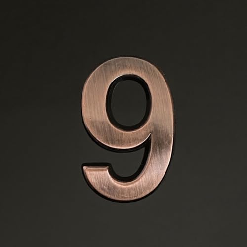 Selbstklebende Hausnummer Aufkleber 1,4/2/3/4 Zoll, Moderne ABS-Türnummer, Bronzefarbens Postfach-Adresse, Für Zimmer-Wanddekoration, Hotel, Apartment, Büro, Dekorativer Garten, Café(9,1.4In) von Yooumilife