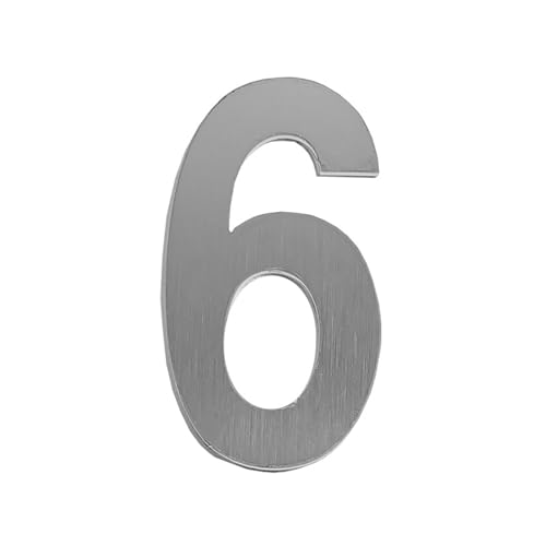 Selbstklebende Hausnummer Aufkleber 2/3/3,5 Zoll Moderne Metall-Edelstahl-Türnummer Silber/Schwarz Briefkasten-Adresse-Schild, Für Wanddekoration, Apartment, Zimmer, Büro, Hotel, Café(Silver 6,3.5In) Selbstklebende Hausnummer Aufkleber 2/3/3,5 Zoll Moderne Metall-Edelstahl-Türnummer Silber/Schwarz Briefkasten-Adresse-Schild, Für Wanddekoration, Apartment, Zimmer, Büro, Hotel, Café(Silver 6,3.5In) von Yooumilife