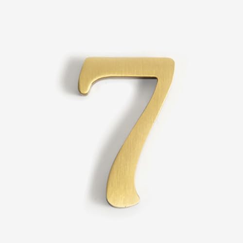 Selbstklebende Hausnummern-Aufkleber, 2/2,5 Zoll, Modernes Metall, Messing, Türnummer, Goldene Briefkasten-Adresse, Für Wanddekoration, Hotelzimmer, Apartment, Außenbereich, Garten(7,2In) von Yooumilife