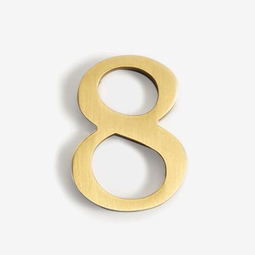 Selbstklebende Hausnummern-Aufkleber, 2/2,5 Zoll, Modernes Metall, Messing, Türnummer, Goldene Briefkasten-Adresse, Für Wanddekoration, Hotelzimmer, Apartment, Außenbereich, Garten(8,2.5In) von Yooumilife