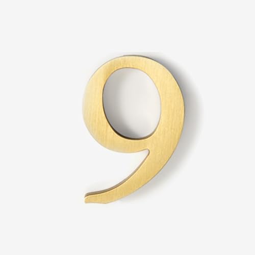 Selbstklebende Hausnummern-Aufkleber, 2/2,5 Zoll, Modernes Metall, Messing, Türnummer, Goldene Briefkasten-Adresse, Für Wanddekoration, Hotelzimmer, Apartment, Außenbereich, Garten(9,2.5In) von Yooumilife