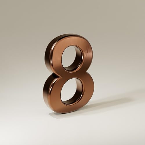 Selbstklebende Hausnummern Aufkleber 1,4/2/3/4 Zoll, Moderne ABS Türnummer, Gold/silber/bronze, Briefkasten-Adressschild, Dekorativ Für Den Außenbereich, Für Raumwanddekoration(Bronze 8,2In) von Yooumilife