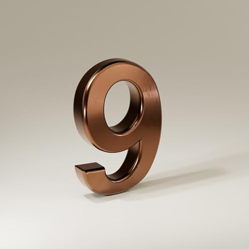 Selbstklebende Hausnummern Aufkleber 1,4/2/3/4 Zoll, Moderne ABS Türnummer, Gold/silber/bronze, Briefkasten-Adressschild, Dekorativ Für Den Außenbereich, Für Raumwanddekoration(Bronze 9,2In) von Yooumilife
