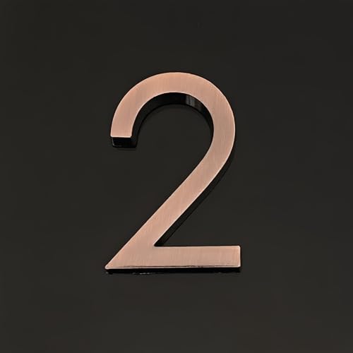 Selbstklebende Hausnummern Aufkleber 2,4/4 Zoll, Moderne ABS-Türnummer 6/10cm, Bronzefarbenes Adress-Schild Für Wohnung, Hotel, Büro, Wanddekoration, Zimmer, Garten, Café, Hof(2,4In) von Yooumilife