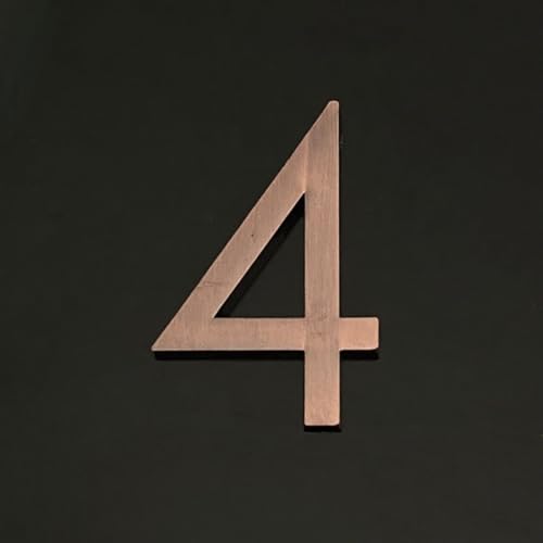 Selbstklebende Hausnummern Aufkleber 2,4/4 Zoll, Moderne ABS-Türnummer 6/10cm, Bronzefarbenes Adress-Schild Für Wohnung, Hotel, Büro, Wanddekoration, Zimmer, Garten, Café, Hof(4,2.4In) von Yooumilife
