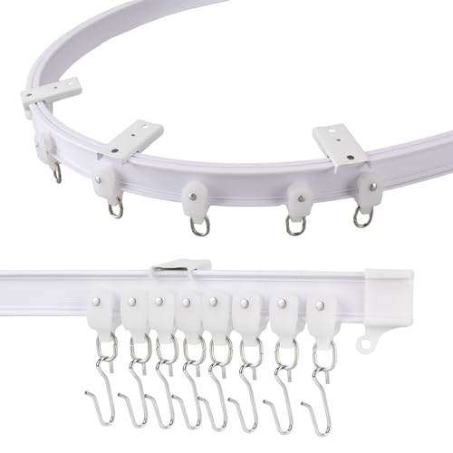 Gardinenschiene Flexible Vorhangschiene Deckenvorhangschienen Gebogene Duschvorhangstange Raumteiler-duschvorhangstange für Zimmer Wohnung Gardinenaufhängung, Zimmer, Balkone, Büros, Hotels (5Meter) von Yoowish