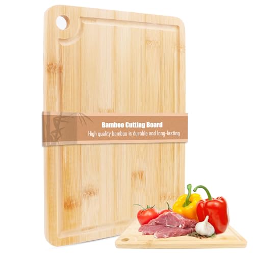 Schneidebretter, Bambus-Schneidebrett für die Küche mit Holzbrett für Wurstwaren, Obst, Gemüse und Käse, Langlebig, leicht, spülmaschinenfest von Yooyan