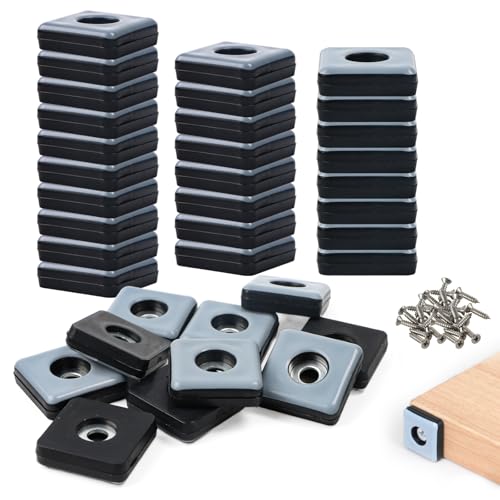 Yooyan 36 Stück 25mm Teflongleiter Quadratisch, Teflongleiter zum Schrauben, mit 36 Edelstahlschrauben Teppichgleiter Gleiter für Schwere Möbel, Sessel Stuhlbeine von Yooyan