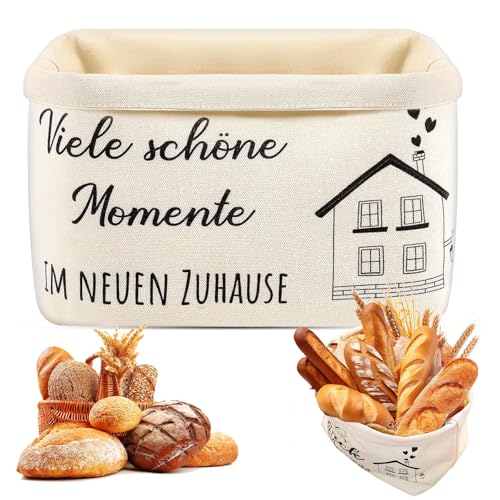 Yooyan Brotkorb - Neues Zuhause, 38 * 22cm Brötchenkorb New Beginnings New Home New Memories, Einzugsgeschenk Brottasche Geschenkidee zum Einzug Brotkorb aus Stoff(Weiß) von Yooyan
