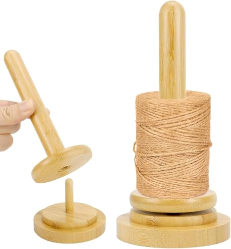 Yooyan Tragbarer Garnhalter aus Holz, Hölzerne Garnhalter für Stricken und Häkeln, Runder Garnrollenhalter Ständer, Garnhalter Dispenser Drehender Garnhalter, für Heimwerker Nähbegeisterte von Yooyan