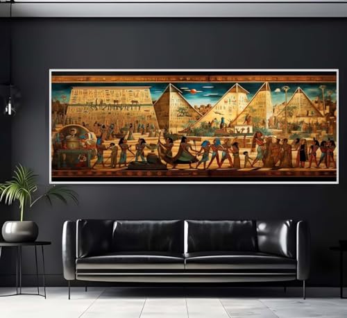 Diamond Painting Ägypten Fresko Diamond Painting Erwachsene Groß xxl 90 X 30 cm, DIY Malen Nach Zahlen Erwachsene 5D Diamant Painting Bilder Kinder Crystal Arts für Wand Deko Aesthetic Geschenke-f149 von Yooyixi