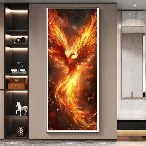 Diamond Painting Malen Nach Zahlen Erwachsene, Feuer Phönix Diamond Painting Erwachsene, DIY Diamant Painting Bilder Kinder, 5D Daiming Panting Crystal Craft, Room Wanddekoration Gifts 60x120 cm-e403 von Yooyixi